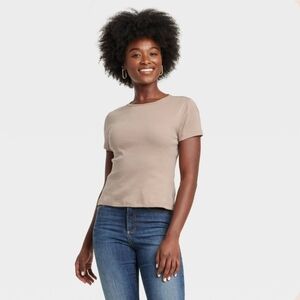 NWOT Women's Short Sleeve T-Shirt - Universal Thread, Color Taupe, Size Large
